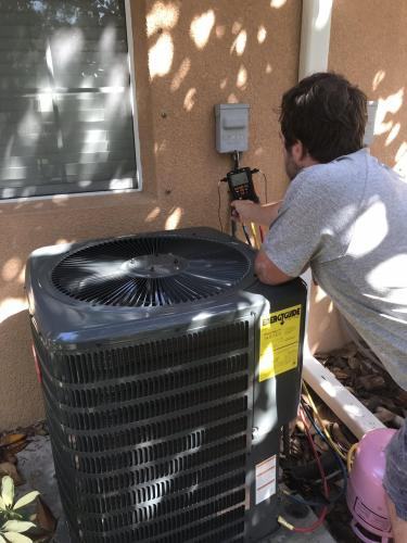 AC installation in Columbia TN — charging an outdoor condenser